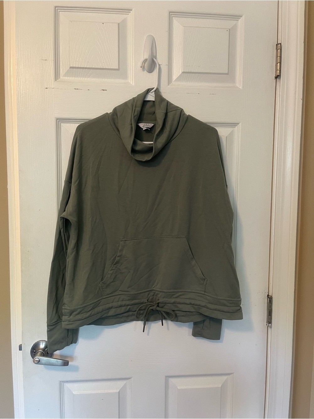 Olive Green Women's Funnel Neck Pullover Long Sleeve